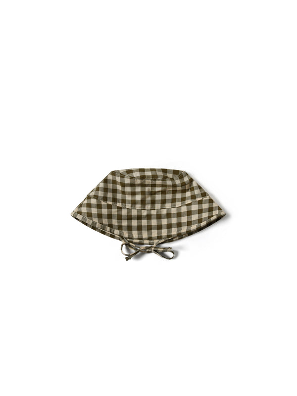 Olive Gingham Bucket Sun Hat
