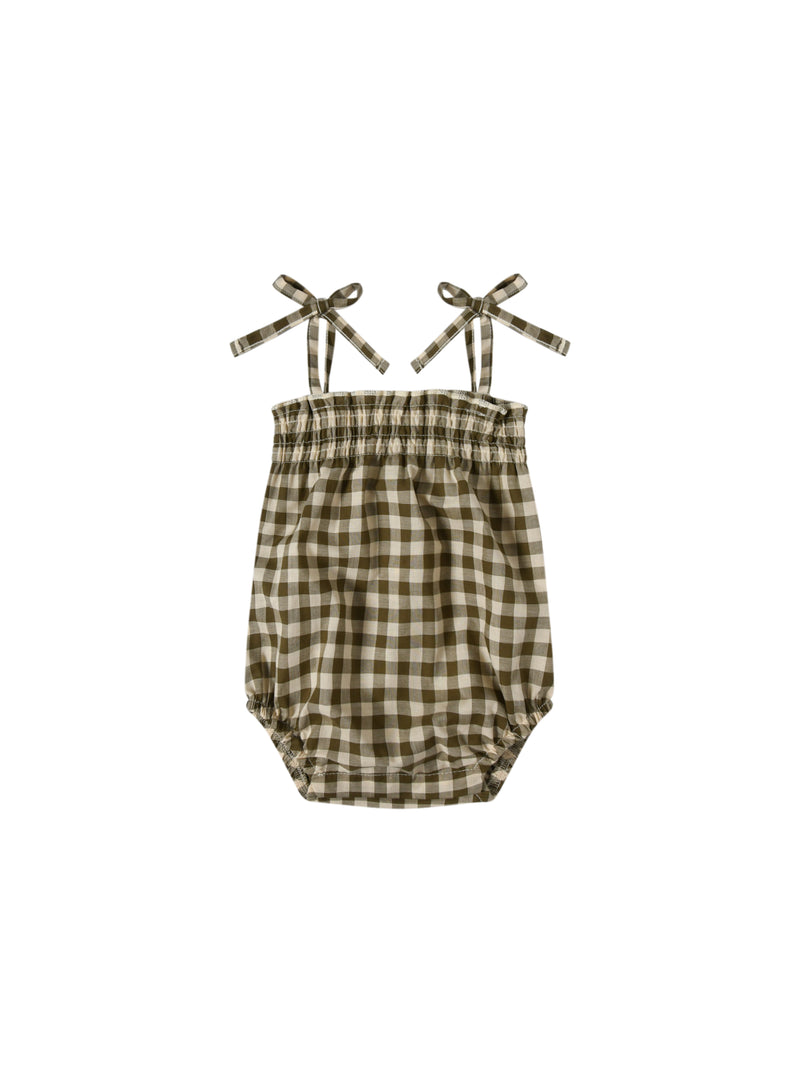 Olive Gingham Spaghetti Bodysuit