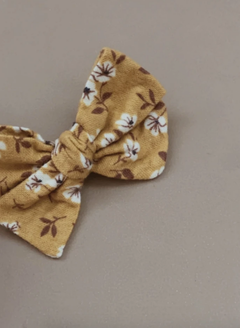 Mustard Floral Bow Headband  髪帶