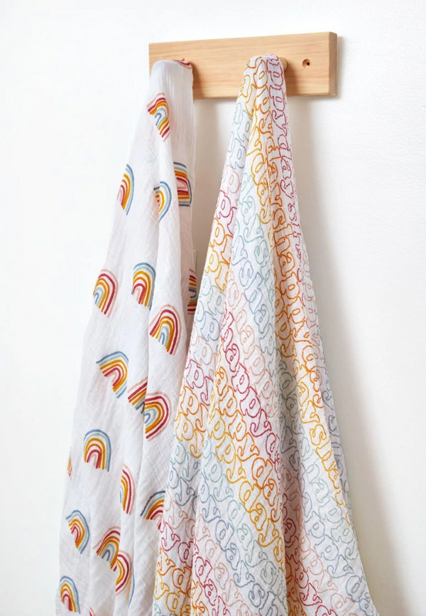 swaddle-有機棉紗巾 Rainbows