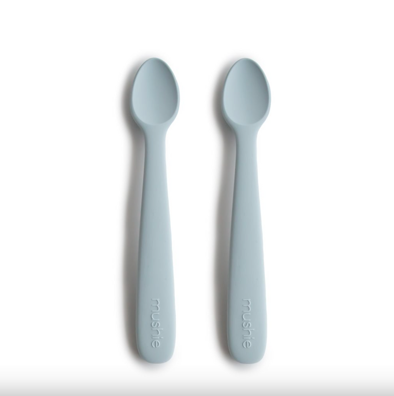 Mushie Silicone Feeding Spoons 2-Pack (Powder Blue)