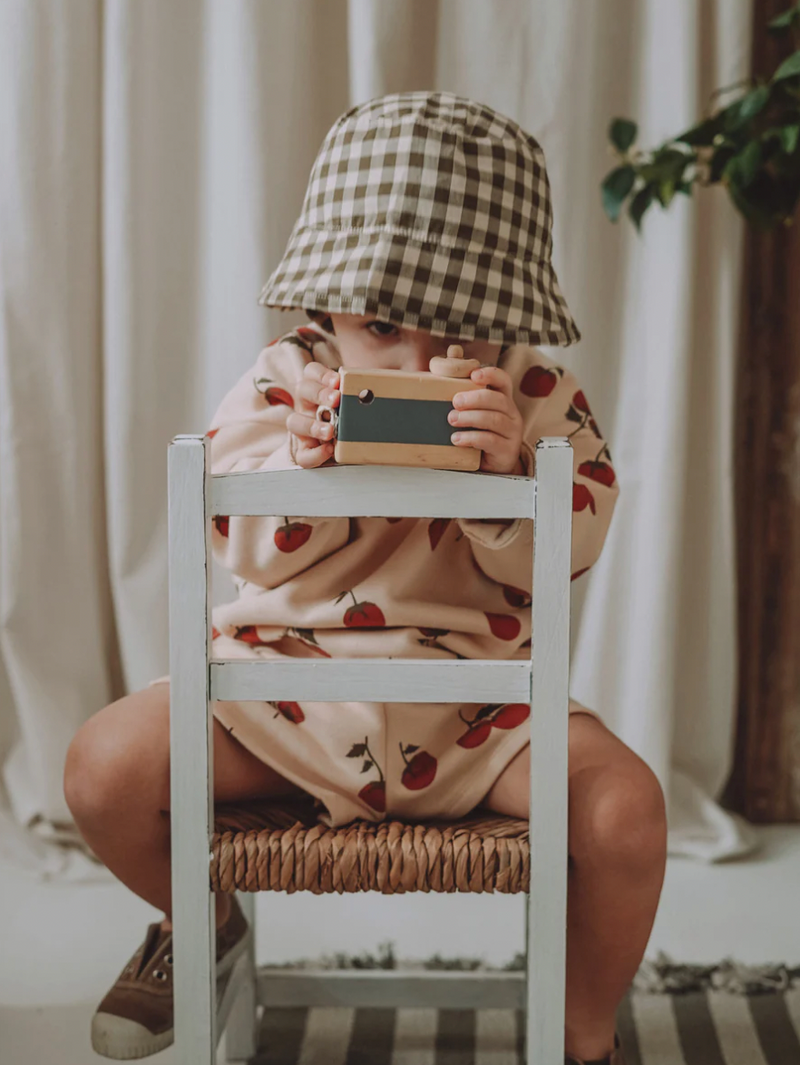 Olive Gingham Bucket Sun Hat