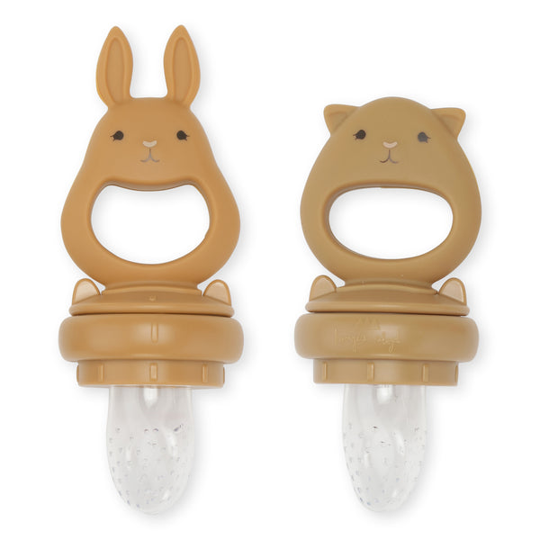 SILICONE FRUIT FEEDING PACIFIER BUNNY-咬咬樂 ALMOND/TERRACOTTA