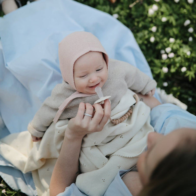 Knitted Baby Blanket 有機棉針織被子 (Pointelle Ivory)